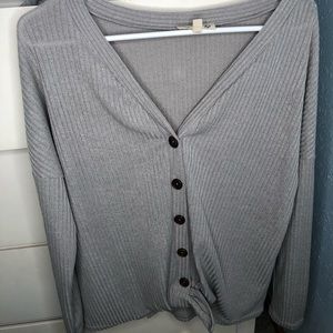 Grey Ribbed Cardigan